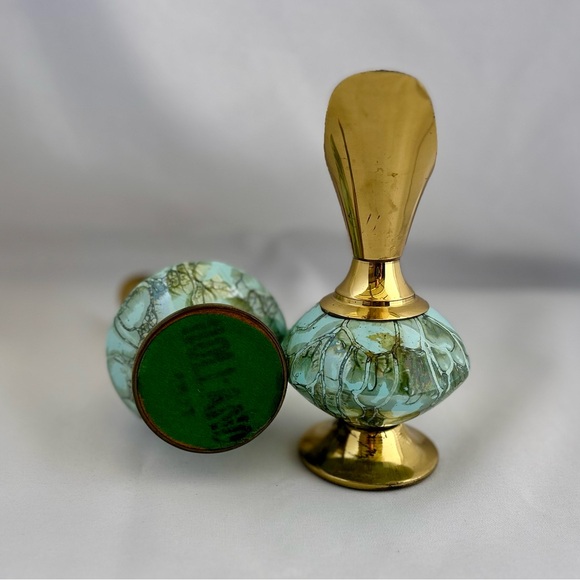 VTG DELFT HOLLAND 6.5” Brass Marbled Ceramic Pitcher Vase Hand Painted Blue Gold - Picture 7 of 7